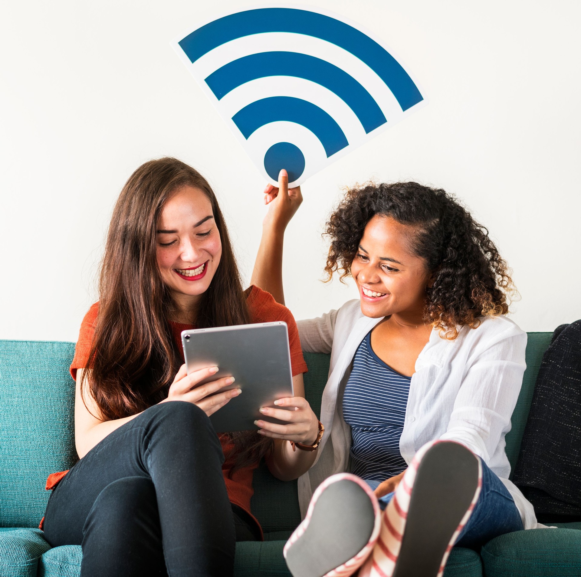 Friends with wifi signal icon